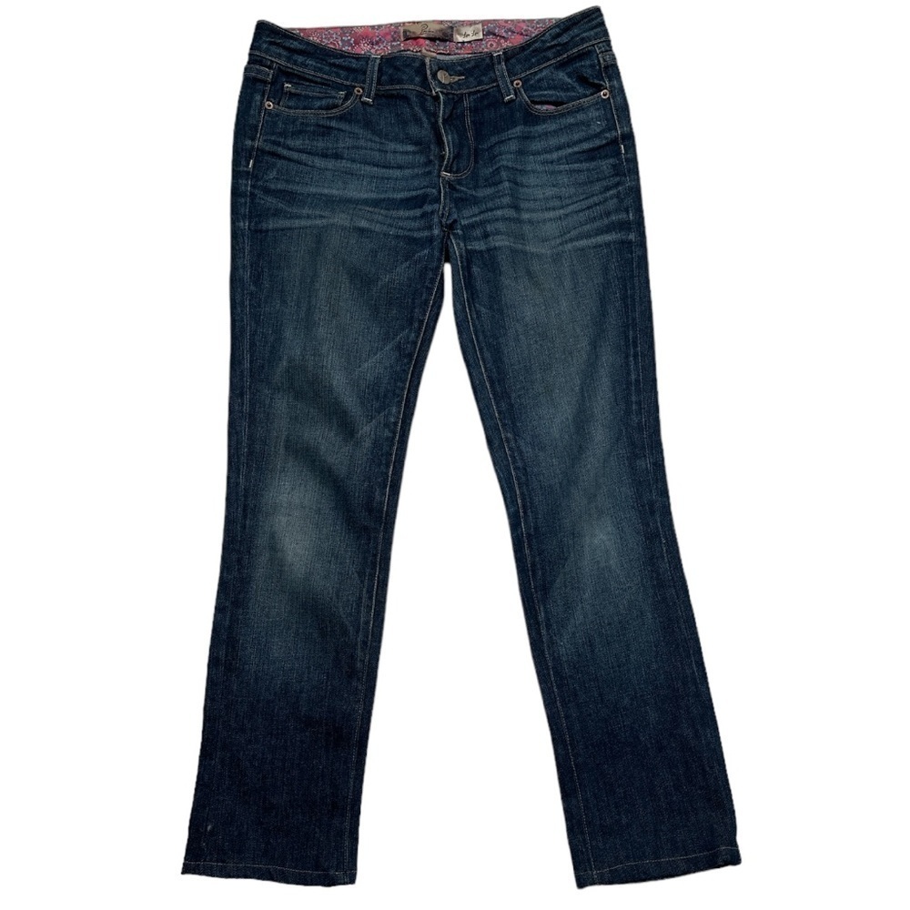 Paige Lou Lou blue denim jeans, button and zipper fly fading &whiskering Altered